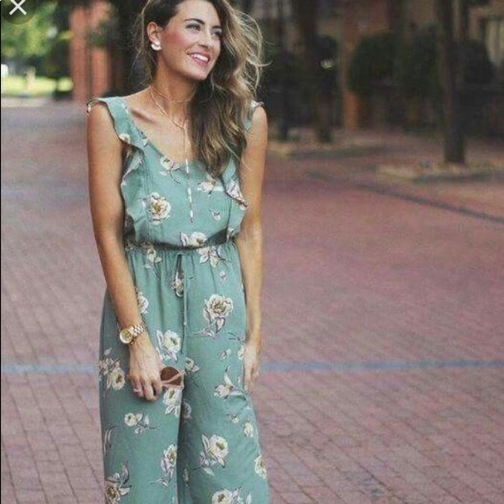 Green floral jumpsuit